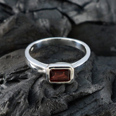 Yasmine Red Solitaire Ring for Women in Silver