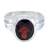 Bianca red solitaire ring for women with a round deep red gemstone set in a silver band