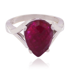 Pauline Red Solitaire Ring for Women with Pear Gemstone Indian Ruby Red