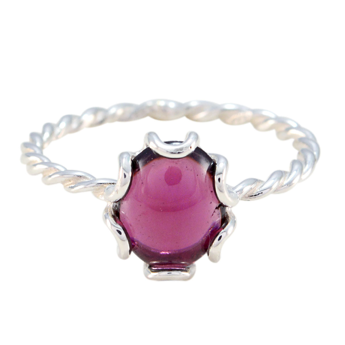 Agnes Red Solitaire Ring for Women with Twisted Band Garnet Red