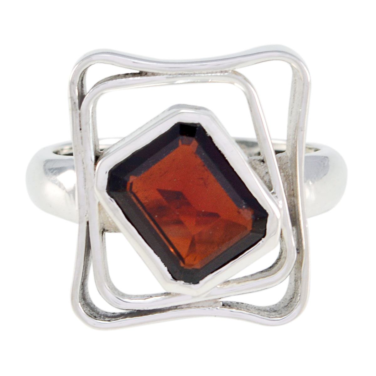 Giulia Red Solitaire Ring for Women with Unique Design Garnet Red