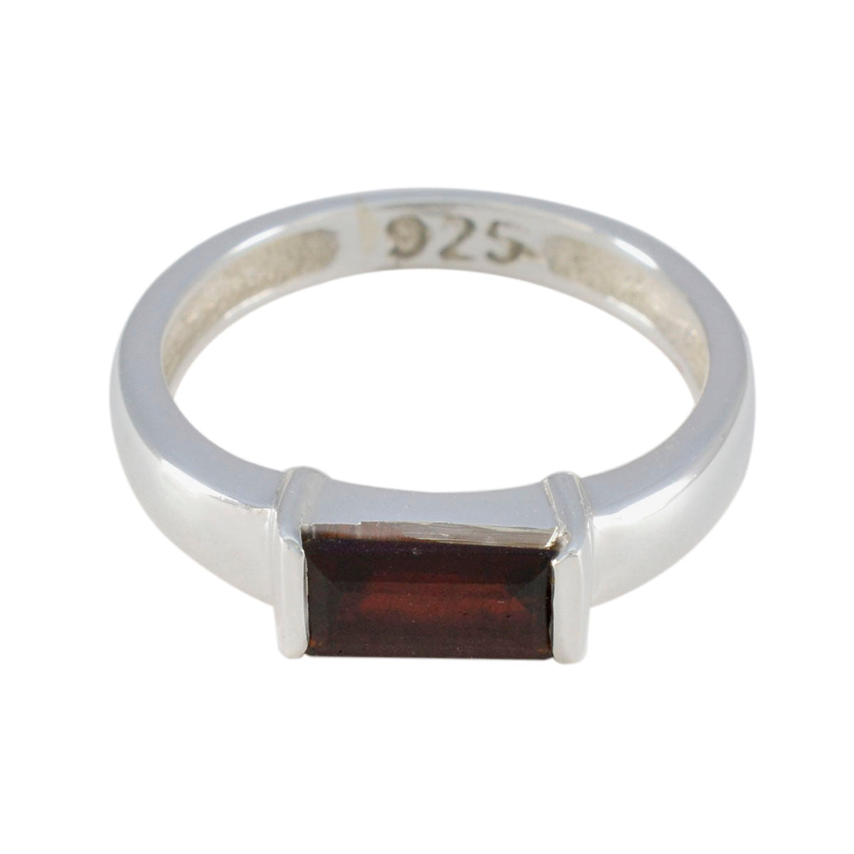 Yuki Red Solitaire Ring for Women in Sterling Silver Garnet Red