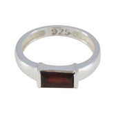 Yuki Red Solitaire Ring for Women in Sterling Silver Garnet Red