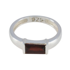 Yuki Red Solitaire Ring for Women in Sterling Silver Garnet Red