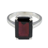 Teresa Red Solitaire Ring for Women with Silver Band Garnet Red