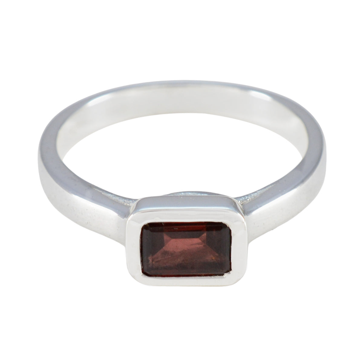 Yasmine Red Solitaire Ring for Women in Silver Garnet Red
