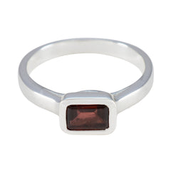 Yasmine Red Solitaire Ring for Women in Silver Garnet Red