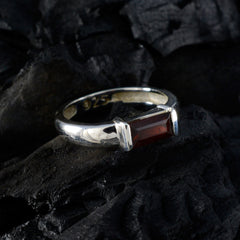 Yuki Red Solitaire Ring for Women in Sterling Silver
