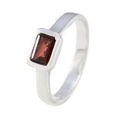 Yasmine Red Solitaire Ring for Women in Silver