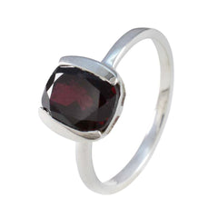Anna Red Solitaire Ring for Women Silver Gemstone