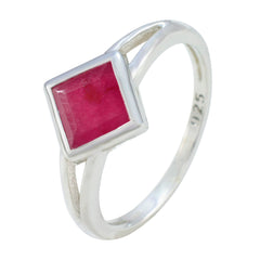 Natcha Red Solitaire Ring for Women Sterling Silver