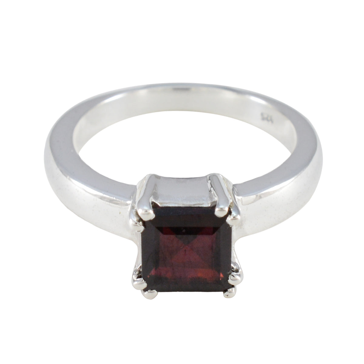 Emma Red Solitaire Ring for Women Sterling Silver Garnet Red