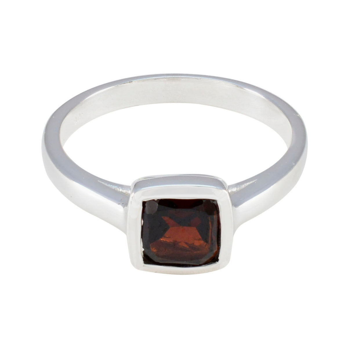 Ana Red Solitaire Ring for Women in Silver Garnet Red
