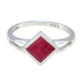 Natcha Red Solitaire Ring for Women Sterling Silver Indian Ruby Red