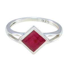 Natcha Red Solitaire Ring for Women Sterling Silver Indian Ruby Red