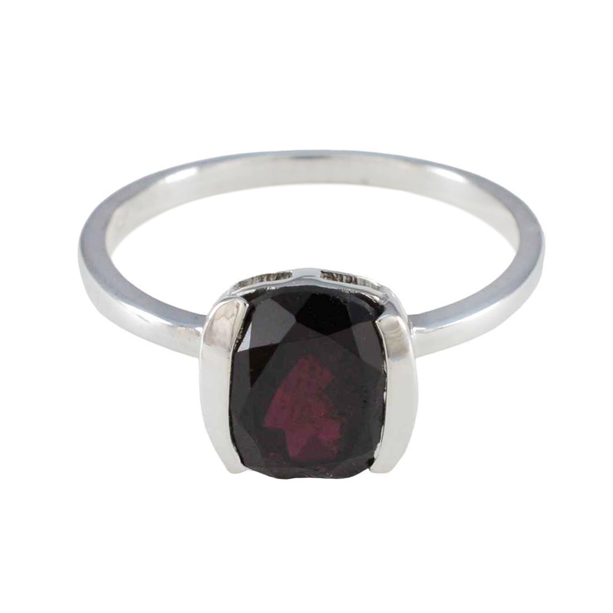 Anna Red Solitaire Ring for Women Silver Gemstone Garnet Red