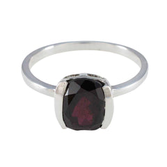 Anna Red Solitaire Ring for Women Silver Gemstone Garnet Red