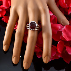 Teresa Red Solitaire Ring India with Silver Band