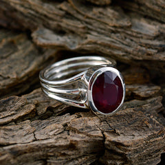 Teresa Red Solitaire Ring India with Silver Band