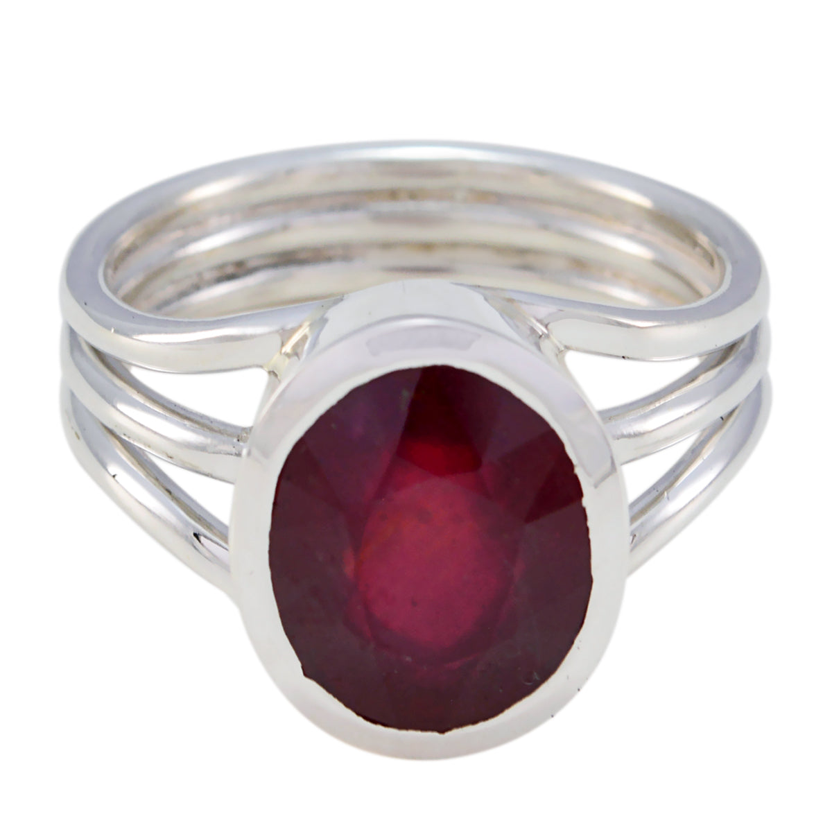 Teresa Red Solitaire Ring India with Silver Band Ruby Cz Red