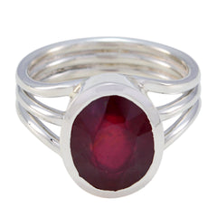 Teresa Red Solitaire Ring India with Silver Band Ruby Cz Red
