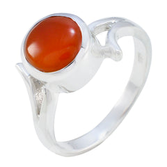 Anna Red Solitaire Ring India with Elegant Silver Band