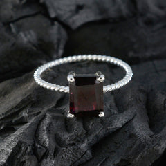 Ayaka Red Solitaire Ring with Twisted Silver Band