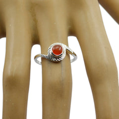 Mei Red Solitaire Ring with Elegant Silver Band
