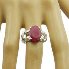 Elena Red Solitaire Ring with Oval Gemstone Design