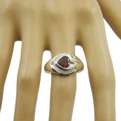 Araya Red Solitaire Ring with Elegant Silver Band