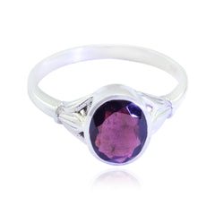 Lucy Red Solitaire Ring Online with Gemstone Silver Band Garnet Red