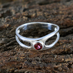 Yan Red Solitaire Ring Online Silver Gemstone Band