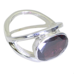Natcha Red Solitaire Ring with Elegant Silver Band
