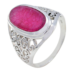 Josephine Red Solitaire Ring with Intricate Silver Design Indian Ruby Red