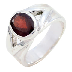 Agustina Red Solitaire Ring with Silver Band