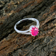 Liyana Red Solitaire Ring with Elegant Silver Band