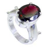 Dewi Red Solitaire Ring with Oval Gemstone Garnet Red
