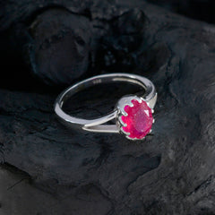Liyana Red Solitaire Ring with Elegant Silver Band