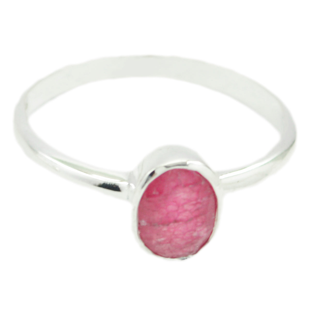 Bella Red Solitaire Ring with Oval Gemstone Indian Ruby Red