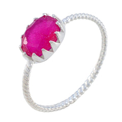 Ha-eun Red Solitaire Ring with Silver Band