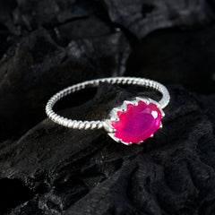 Ha-eun Red Solitaire Ring with Silver Band