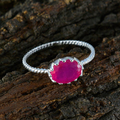 Ha-eun Red Solitaire Ring with Silver Band