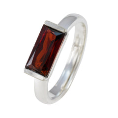 Jia Red Solitaire Ring with Rectangular Gemstone