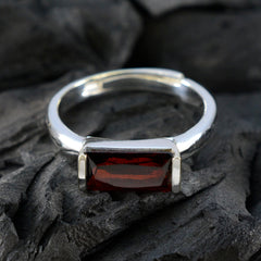 Jia Red Solitaire Ring with Rectangular Gemstone