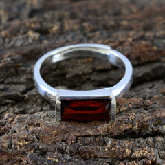 Jia Red Solitaire Ring with Rectangular Gemstone