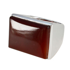 Emily Red Solitaire Ring with Bold Rectangular Stone Red Onyx Red