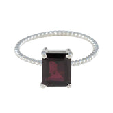 Ayaka Red Solitaire Ring with Twisted Silver Band Garnet Red