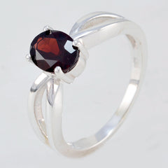 Ayaka Red Solitaire Ring with Sterling Silver Band