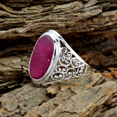 Josephine Red Solitaire Ring with Intricate Silver Design