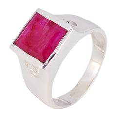 Hanna Red Solitaire Ring with Silver Band